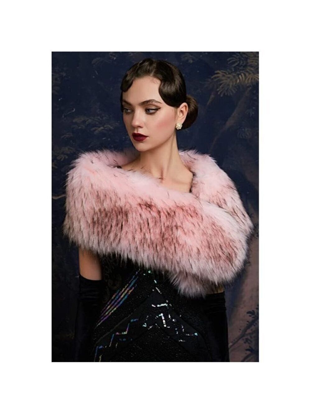 𝅺🆕 Luxury Vegan Fur Collar Wrap Winter Cloak Bridal Wedding Cover Up SOFT PINK👑